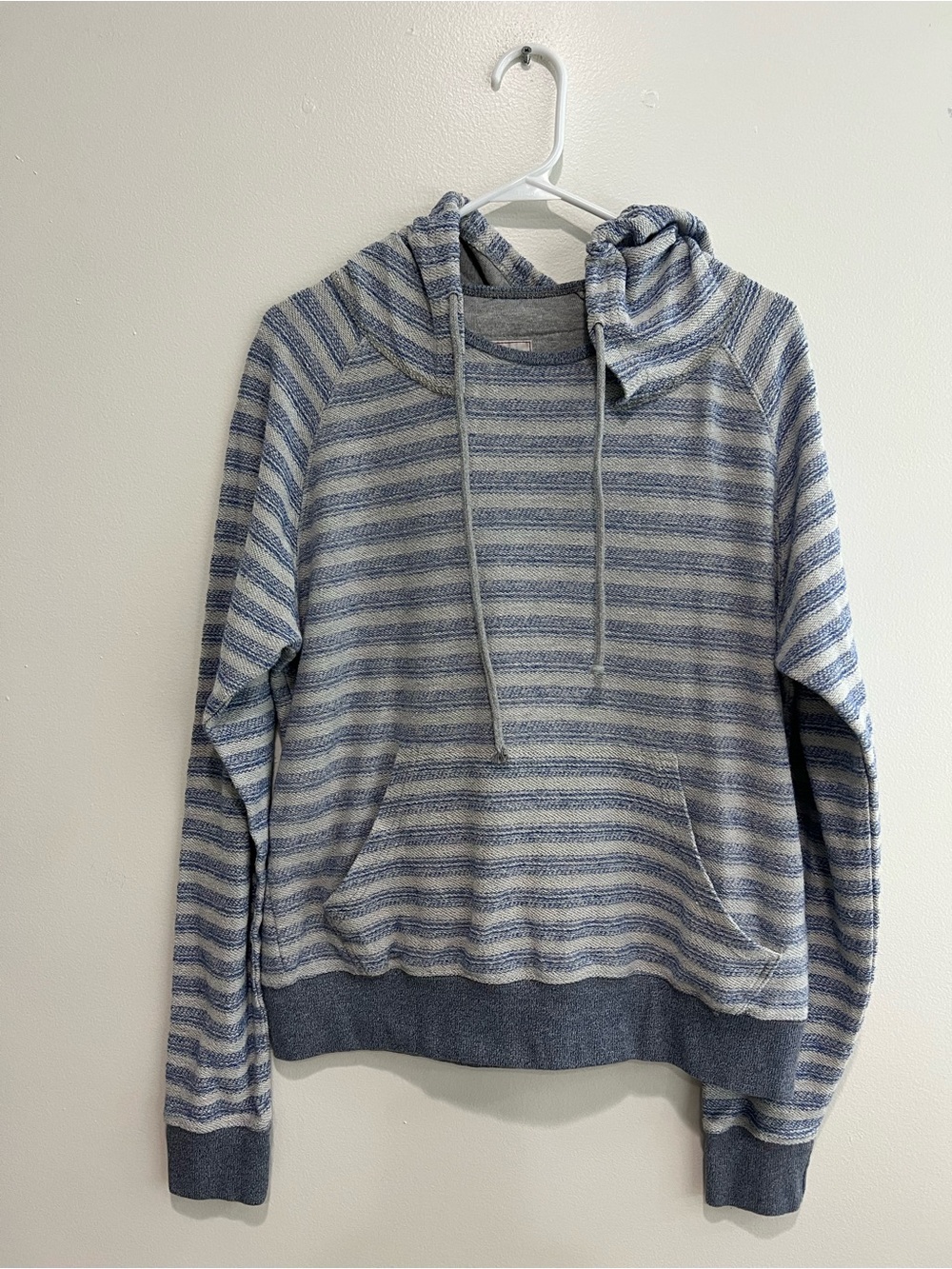 Striped Blue & Gray Hooded Pullover Sweatshirt